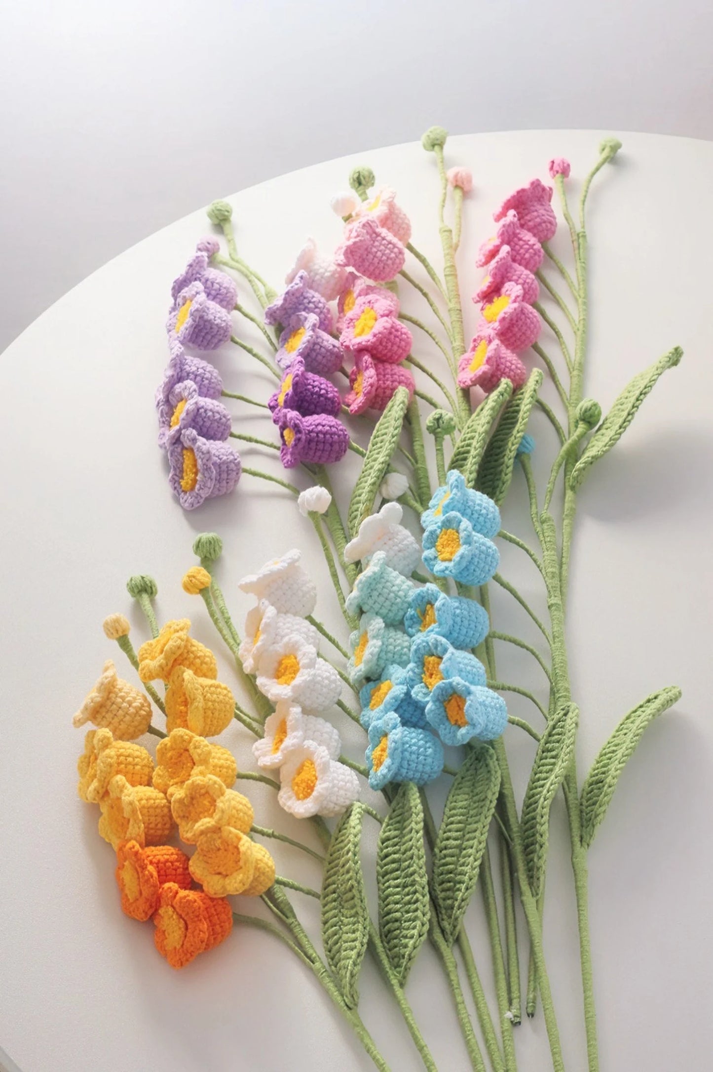 Crochet Lily of the valley bouquet, hand made, personalized gift for girl friend, home decoration, knitted flower, one flower