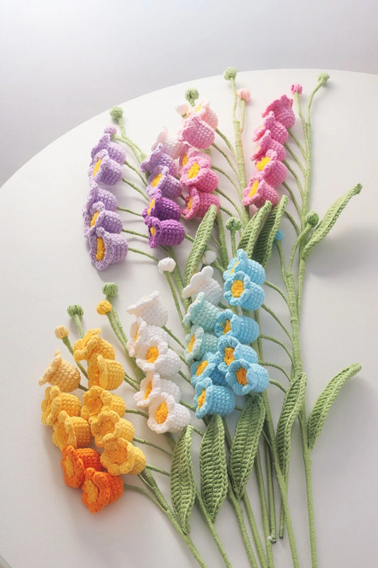 Crochet Lily of the valley bouquet, hand made, personalized gift for girl friend, home decoration, knitted flower, one flower