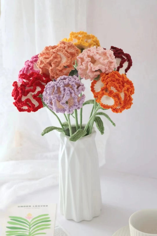 Crochet Carnation, handmade Carnation, personalized gift for mother, home decoration, knitted Carnation flower, gift for her, single flower