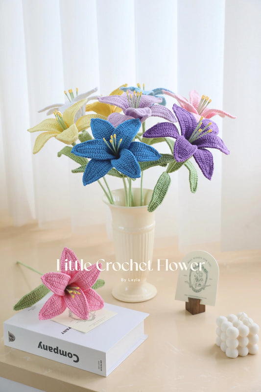 One lily, crochet lily flower bouquet, one flower, hand made, personalized gift for girl friend, Home Decor Bouquet, Easter Lily