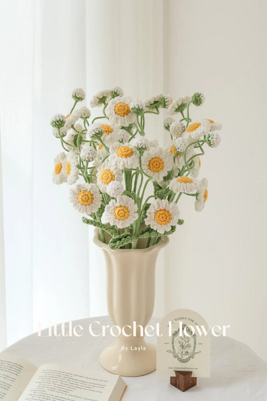 Crochet daisy flower, hand made, personalized gift for teacher, home decoration, desk decoration, crochet daisy bouquet